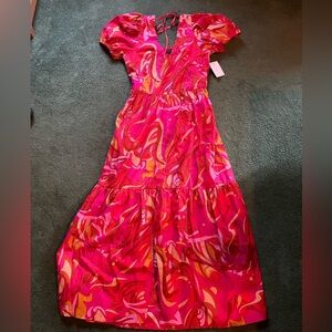1 State pink, orange, coral multi colors long dress NWT